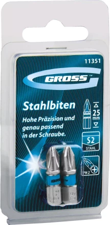 Набор бит РН2х25, сталь S2, 2шт GROSS 11351 купить в Губкинске