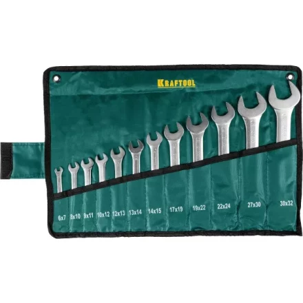 Набор рожковых гаечных ключей 12 шт, 6 - 32 мм, KRAFTOOL 27033-H12 купить в Губкинске