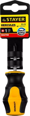 Отвертка STAYER &quot;MASTER&quot; &quot;HERCULES&quot;, Сr-V, противоскользящая рукоятка, PH1x38мм 25052-38-1_z02 купить в Губкинске