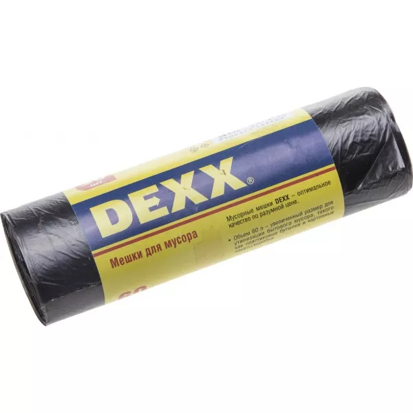 Мешки для мусора DEXX, черные 60л, 20шт 39150-60 купить в Губкинске