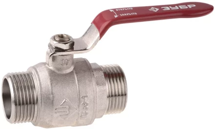 Кран ЗУБР шаровой 3/4&quot; полнопроходной &quot;папа-папа&quot;, ручка, никелированная латунь 51352-N-3/4 купить в Губкинске