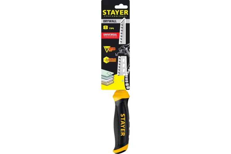 STAYER 160 мм, выкружная ножовка по гипсокартону, Professional, 8TPI, 15173_z02 купить в Губкинске