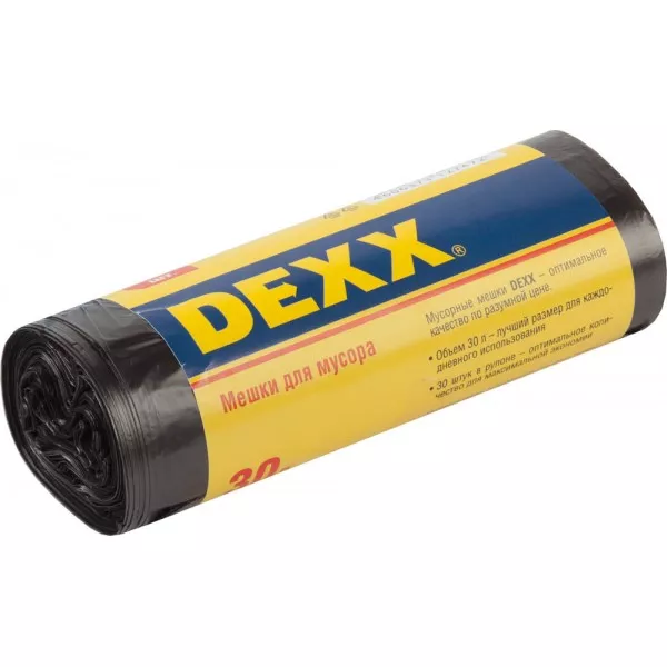 Мешки для мусора DEXX, черные, 30л, 30шт 39150-30 купить в Губкинске