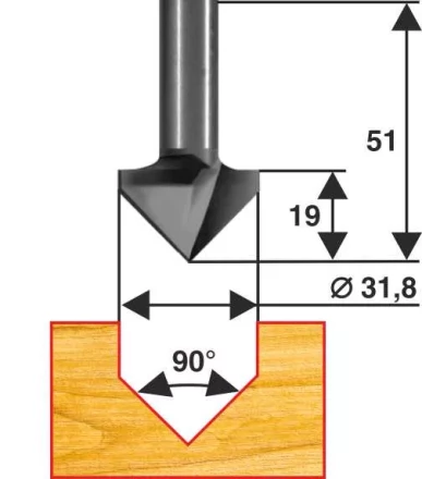 Фреза пазовая галтельная V-обр 90 град. ф31,8мм хв 8мм Энкор 28049 купить в Губкинске