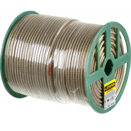 Трос стальной в полимерной оболочке, d=6,0 мм, L=150 м, STAYER Master 30410-60 30410-60 купить в Губкинске