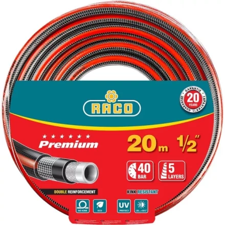 Шланг RACO &quot;PREMIUM&quot; поливочный, 40атм., армированный, 3-х слойный, 1/2&quot;х20м 40300-1/2-20 купить в Губкинске