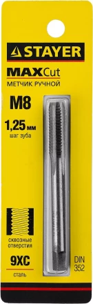 Метчик STAYER &quot;MASTER&quot; одинарный, для сквозных отверстий, сталь 9ХС, М8х1,25 28020-08-1.25 купить в Губкинске