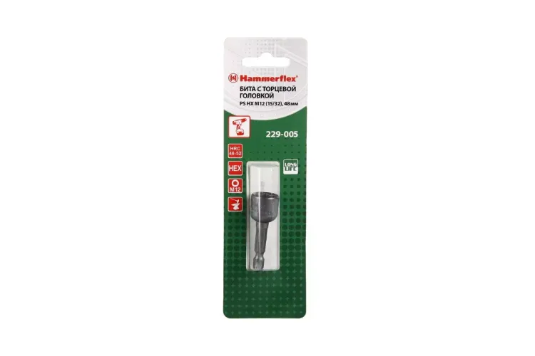 Головка HAMMER размер 12мм, H 48мм, S 1/4'' (229-005 PS HX) купить в Губкинске