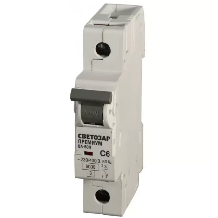 Выключатель автоматический СВЕТОЗАР &quot;ПРЕМИУМ&quot; 1-полюсный, 32 A, &quot;C&quot;, откл. сп. 6 кА, 230 / 400 В SV-49021-32-C купить в Губкинске