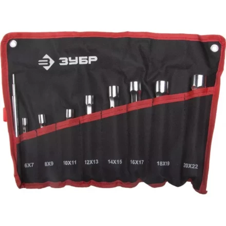 Набор ЗУБР &quot;МАСТЕР&quot;: Ключи торцовые, двухсторонние, усиленные, шестигранный профиль, 6-22мм, с воротком, 9 шт 27190-H9 купить в Губкинске