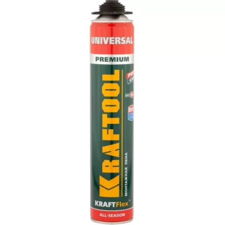 Пена &quot;PREMIUM&quot; профессиональная, монтажная, пистолетная, всесезонная, 750мл, KRAFTOOL 41182_z01 купить в Губкинске