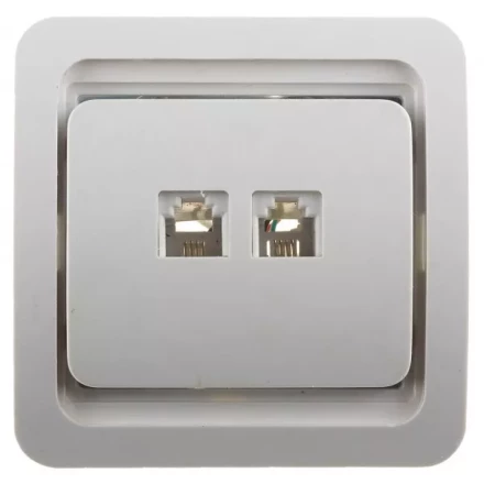 Розетка СВЕТОЗАР "ГАММА" телефонная двойная, цвет белый SV-54118-W купить в Губкинске