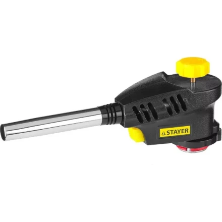 Газовая горелка "ProTerm" на баллон, STAYER "PROFESSIONAL" 55582, с пьезоподжигом, регулировка пламени, вихревое пламя, цанговое соединение, 1300С 55582 купить в Губкинске