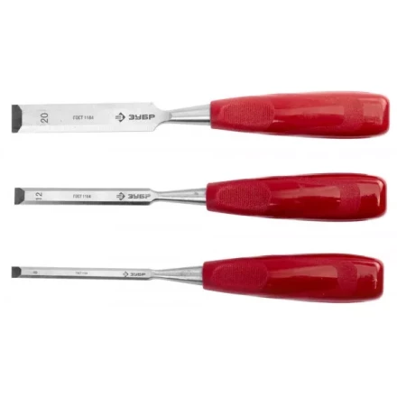 Набор ЗУБР Стамески "МАСТЕР" с пластмассовой ручкой, 8; 12; 20мм, 3шт 18094-H3 купить в Губкинске