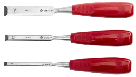 Набор ЗУБР Стамески "МАСТЕР" с пластмассовой ручкой, 8; 12; 20мм, 3шт 18094-H3 купить в Губкинске