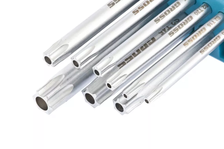 Набор ключей имбусовых TORX-TT T10-T50 удлиненные S2 сатинированные 9 шт Gross 16407 купить в Губкинске