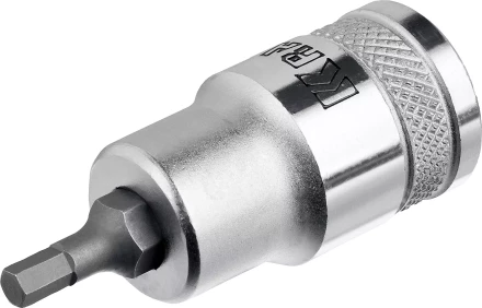 Торцовая бита-головка KRAFTOOL &quot;INDUSTRIE QUALITAT&quot;, материал S2, HEX, сатинированная, 1/2&quot;, H4 27908-04_z01 купить в Губкинске