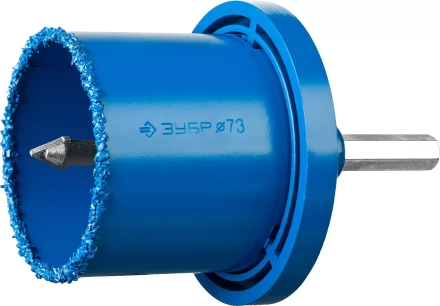 Набор кольцевых коронок ЗУБР &quot;ПРОФЕССИОНАЛ&quot; c карбид-вольфрамовым нанесением, 6 предм. в кейсе: коронки O 33, 53, 67, 73 мм, основание, сверло 33350-H6_z01 купить в Губкинске