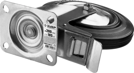 ЗУБР d 200 мм, г/п 185 кг, игольчатый подшипник, резина/металл, поворотное колесо c тормозом, Профессионал (30936-200-B) купить в Губкинске