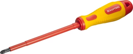 Отвертка KRAFTOOL, высоковольтная, Cr-Mo-V стержень, двухкомпонент. маслобензостойкая рукоятка, PH №3, 150мм 250084-3-150 купить в Губкинске