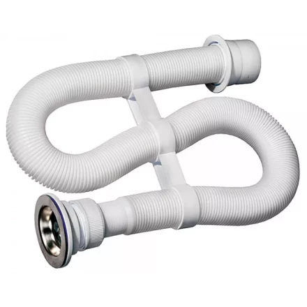 Сифон ЗУБР &quot;МАСТЕР&quot; гофрированный для моек и раковин, выпуск - нержавеющая чашка, 0,9м 51883-09 купить в Губкинске