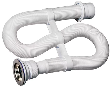 Сифон ЗУБР &quot;МАСТЕР&quot; гофрированный для моек и раковин, выпуск - нержавеющая чашка, 0,9м 51883-09 купить в Губкинске