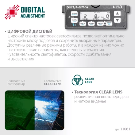 Маска сварщика с автоматическим светофильтром 11061 купить в Губкинске