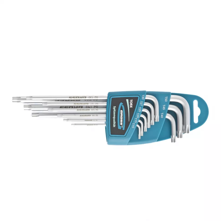 Набор ключей имбусовых TORX-TT T10-T50 экстра-длинные S2 сатинированные 9 шт Gross 16408 купить в Губкинске