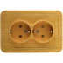 Розетка СВЕТОЗАР &quot;ГАММА&quot; с заземлением, двойная, цвет ольха, 16А/~250В SV-54107-A купить в Губкинске