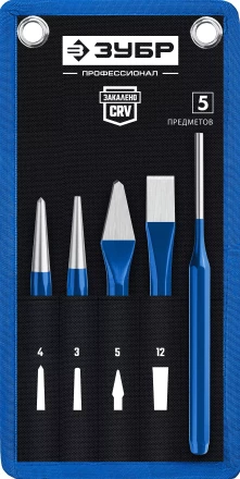 ЗУБР 5 предметов, набор шестигранных зубил и кернеров в чехле, Профессионал (21070-H5) купить в Губкинске