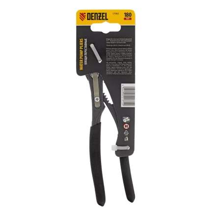 Клещи переставные Denzel 17905, кнопочный механизм, обливные рукоятки, 180 мм купить в Губкинске