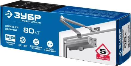 Доводчик дверной ЗУБР &quot;ПРОФЕССИОНАЛ&quot;, для дверей массой до 80 кг, цвет белый 37911-80 купить в Губкинске