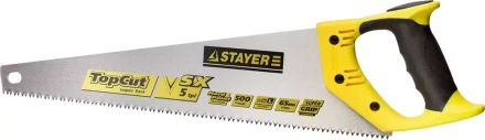 Ножовки по дереву (пила) STAYER TopCut 500 мм, 5 TPI, прямой крупный зуб 5 TPI: быстрый рез поперек волокон, для крупных и средних заготовок 1506-50_z01 купить в Губкинске