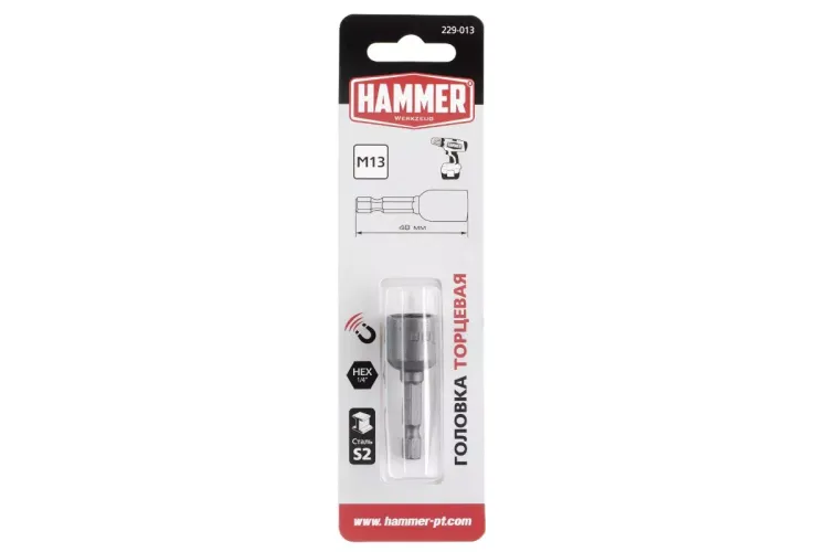 Головка торцевая HAMMER размер 13мм, S 1/4'' (229-013) купить в Губкинске