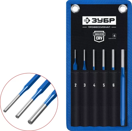 ЗУБР 6 предметов, набор шестигранных выколоток в чехле, Профессионал (21070-H6) купить в Губкинске