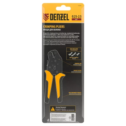Клещи для обжима неизолированных наконечников НК и НВ, разъемов РП, 0,25 - 2,5 мм2 Denzel 17745 купить в Губкинске