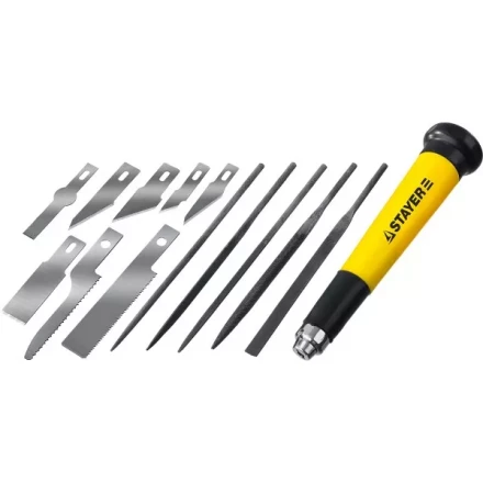 Набор STAYER Нож “MASTER” для точных работ в комплекте с лезвиями различной формы и надфилями, в чехле,38 предметов 09145-H38 купить в Губкинске