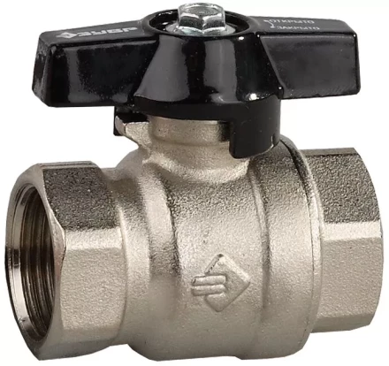 Кран шаровой ЗУБР полнопроходной &quot;мама-мама&quot;, бабочка, хромиров латунь, 1/2&quot; 4-51323-C-1/2 купить в Губкинске