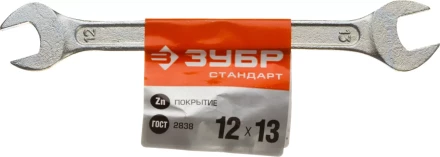 Ключ рожковый гаечный ЗУБР &quot;СТАНДАРТ&quot;, оцинкованный, 12х13мм 27115-12-13 купить в Губкинске