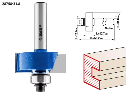 ЗУБР 31.8 x 12.7 мм, хвостовик 8 мм, фреза фальцевая, Профессионал (28758-31.8) купить в Губкинске