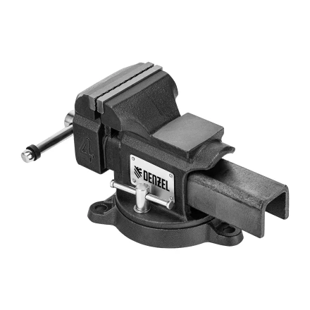 Тиски слесарные BVH-100, 100 мм, поворотные, стальная направляющая, с наковальней //Denzel 18683 купить в Губкинске