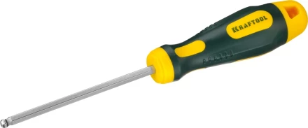 Отвертка KRAFTOOL, Cr-Mo-V сталь, двухкомпонентная противоскользящая рукоятка, HEX, №5x100мм 250075-5-100 купить в Губкинске