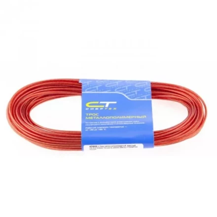 Трос металлополимерный красный ПР-3.0 3,0 мм толщина моток 20 м СИБРТЕХ 47644 купить в Губкинске