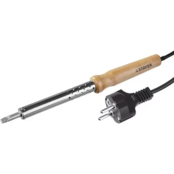 Паяльник с деревянной рукояткой и долговечным жалом, STAYER "MASTER" MAXTerm, 55310-100, 100 Вт, клин 55310-100