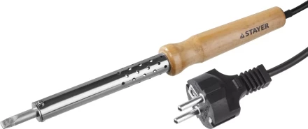Паяльник с деревянной рукояткой и долговечным жалом, STAYER &quot;MASTER&quot; MAXTerm, 55310-100, 100 Вт, клин 55310-100 купить в Губкинске