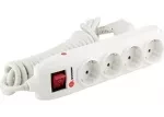 Удлинитель бытовой с заземлением, выключателем и шторками, 3*1,5мм*3м, 4 розетки, 16A, STERN 95746 купить в Губкинске