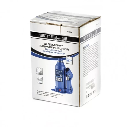 Домкрат гидравлический бутылочный телескопический 2 т подъем 170-380 мм Stels 51144 купить в Губкинске