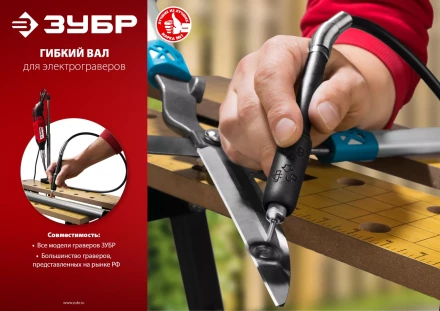 ЗУБР длина - 1 м, цанга 1.6 - 3.2 мм, гибкий вал с цанговым патроном (35944) купить в Губкинске