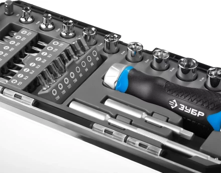 Набор ЗУБР &quot;ПРОФЕССИОНАЛ&quot;: Отвертка реверсив с двухкомп рукоят, насадки, CrMo, рукоят с отсеком для хранения бит, 38 предметов 25352-H38 купить в Губкинске