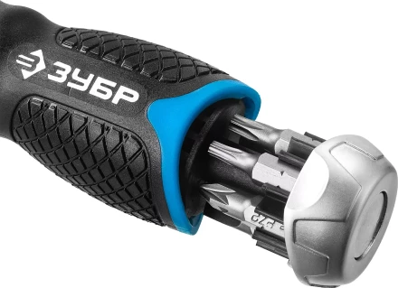 Набор ЗУБР &quot;ПРОФЕССИОНАЛ&quot;: Отвертка реверсив с двухкомп рукоят, насадки, CrMo, рукоят с отсеком для хранения бит, 38 предметов 25352-H38 купить в Губкинске